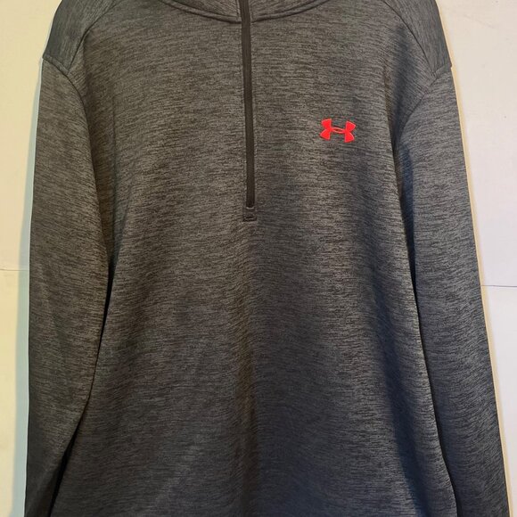 Under Armour Hustle Fleece Pullover XXLT Loose Fit Gray Red Quarter Zip - Picture 5 of 5